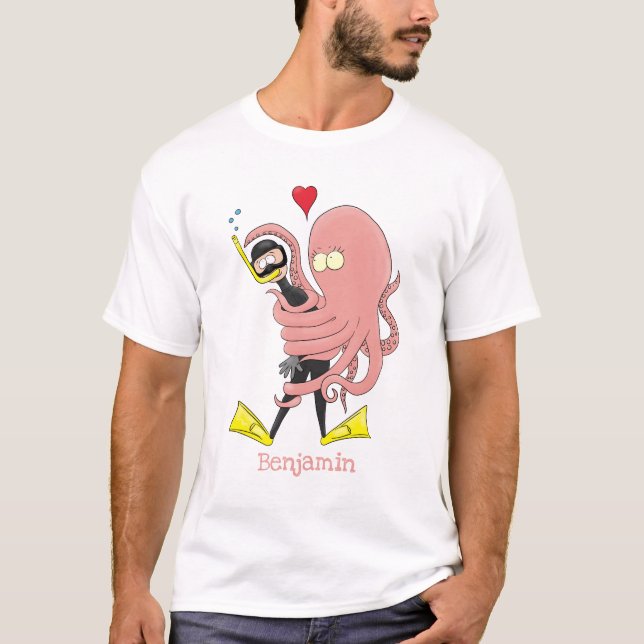 Camiseta Gracioso pulpo abrazos buceo humor personalizado (Anverso)