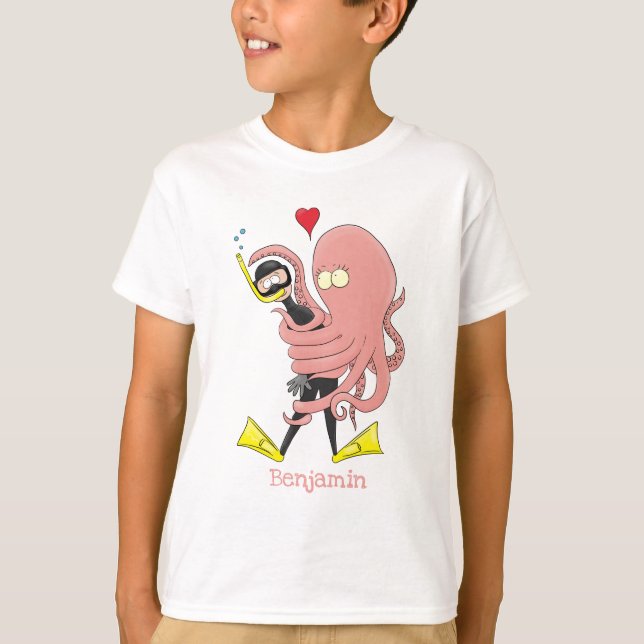 Camiseta Gracioso pulpo abrazos buceo humor personalizado (Anverso)