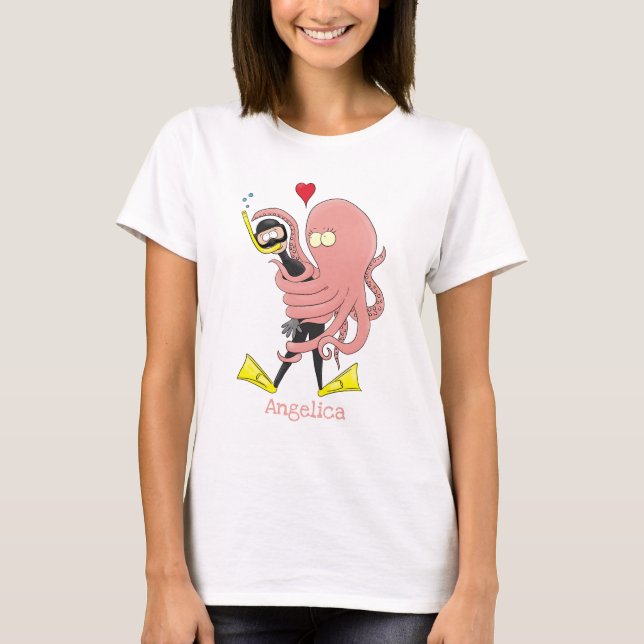 Camiseta Gracioso pulpo abrazos buceo humor personalizado (Anverso)