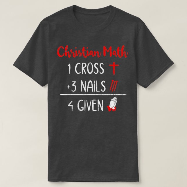 Camiseta Gracioso Pun Cristiano - 1 Cruz 3 Uñas 4 Dada Reli (Diseño del anverso)