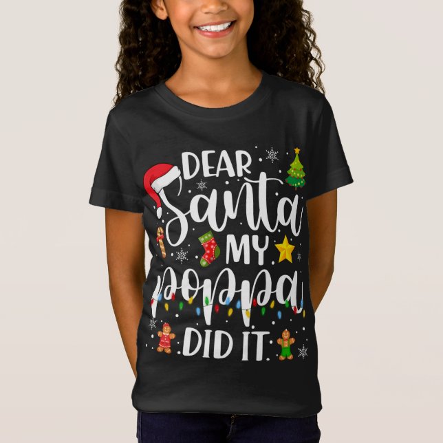 Camiseta Gracioso Querido Santa Mi Poppa Lo Hizo Navidad Fa (Anverso)
