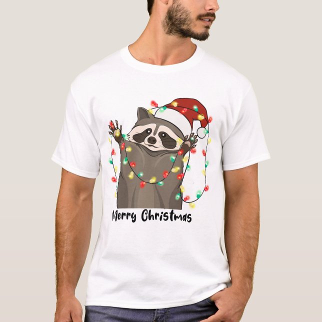 Camiseta Gracioso Raccoon navideño (Anverso)