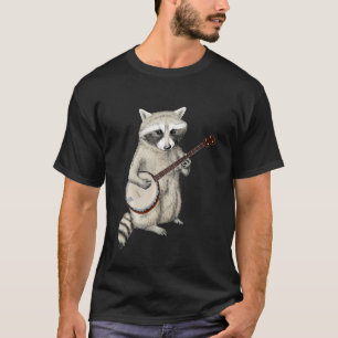Camiseta Gracioso Raccoon Tocando Banjo Guitarra Retro Raco