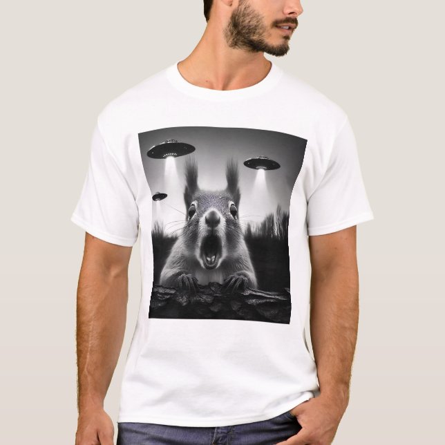 Camiseta Gracioso Racoon de OVNI de ardilla Alienígena con  (Anverso)
