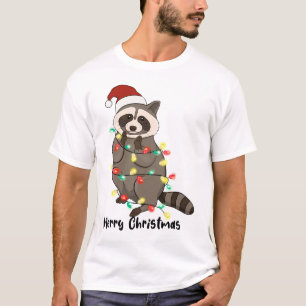Camiseta Gracioso Racoon navideño