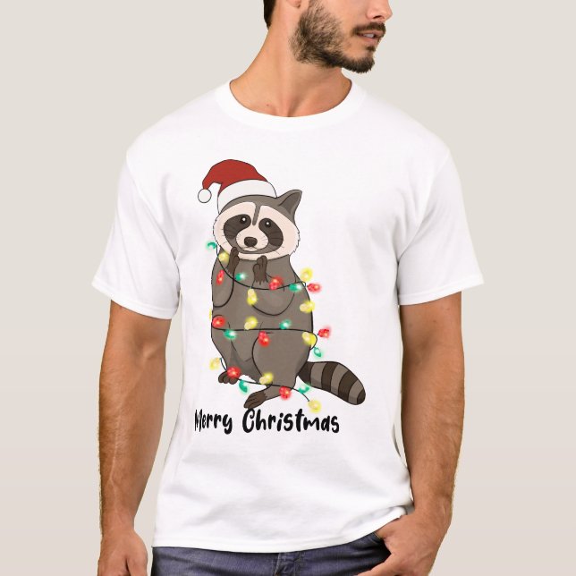 Camiseta Gracioso Racoon navideño (Anverso)
