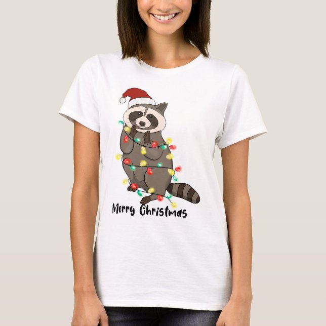 Camiseta Gracioso Racoon navideño (Anverso)