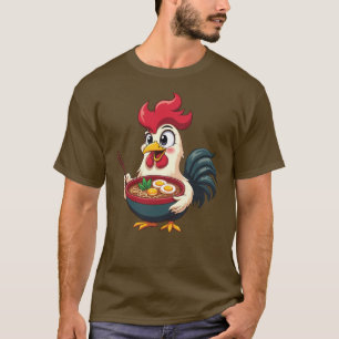 Camiseta Gracioso Ramen Rooster - Cute pollo comiendo fideo
