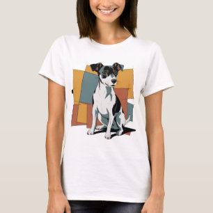 Camiseta Gracioso Rat Terrier Perro Cachorro Abstrato Arte