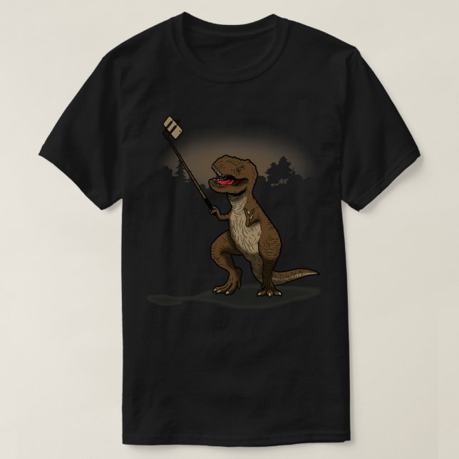 Camiseta Gracioso Rato TRex Dinosaurio tomando Selfie Graci (Diseño del anverso)