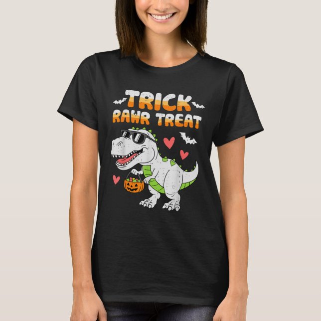 Camiseta Gracioso Rawr Trata A Dinosaur T Rex Halloween A (Anverso)