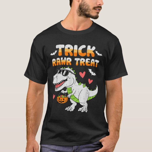 Camiseta Gracioso Rawr Trata A Dinosaur T Rex Halloween A (Anverso)