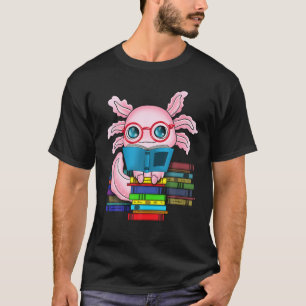 Camiseta Gracioso Readsolotl Axolotl leyendo libros Kawaii