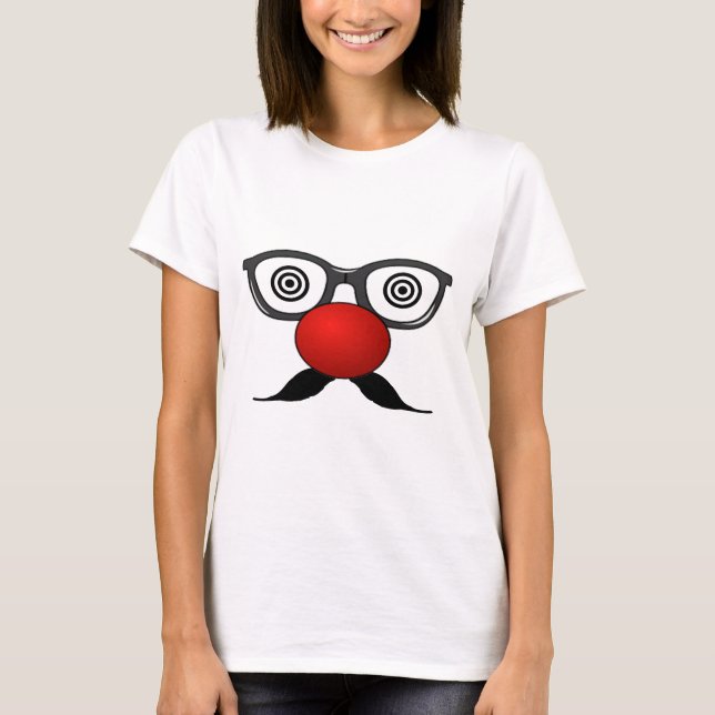 Camiseta Gracioso Red Nose ojos raros gafas bigote (Anverso)