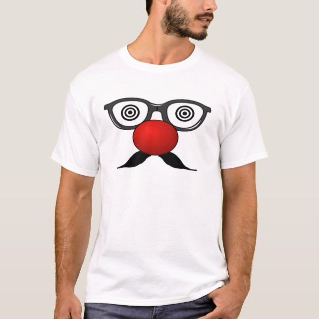 Camiseta Gracioso Red Nose ojos raros gafas bigote (Anverso)