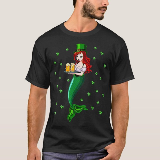 Camiseta Gracioso Redhead Irlandesa Mermaid Beer Beer (Anverso)
