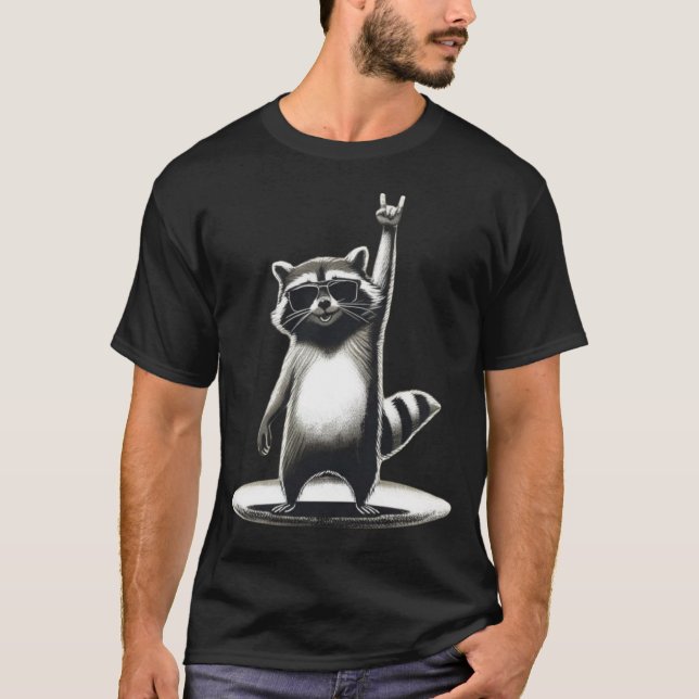 Camiseta Gracioso regalo animal | Estrella de rock raccoon  (Anverso)
