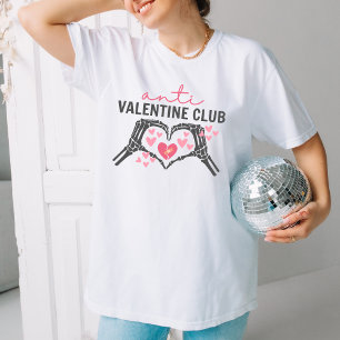 Camiseta Gracioso regalo Anti Valentine Club con las manos 