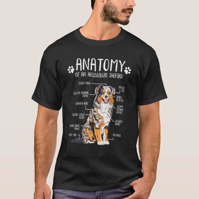 Camiseta Gracioso regalo de Anatomía de Perro Pastor Austra (Anverso)