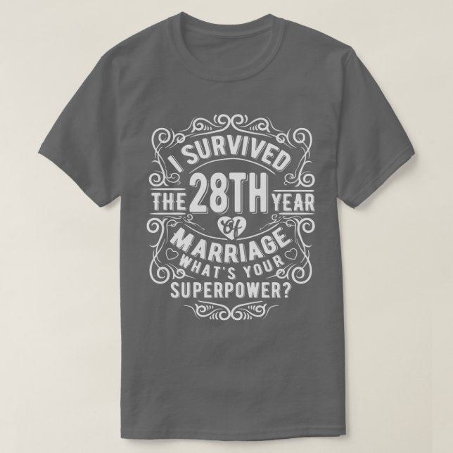 Camiseta Gracioso regalo de aniversario de Boda 28 años de  (Diseño del anverso)