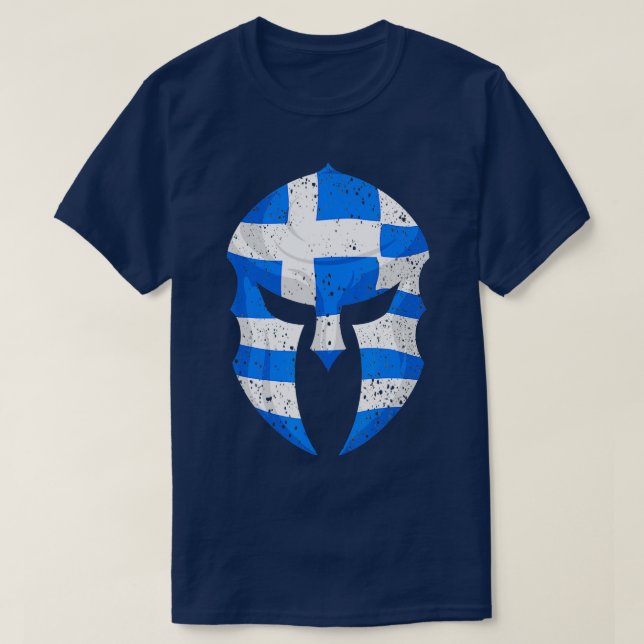 Camiseta Gracioso Regalo De Bandera De Casco Espartano Grie (Diseño del anverso)