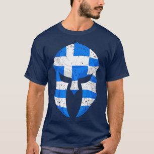 Camiseta Gracioso Regalo De Bandera De Casco Espartano Grie