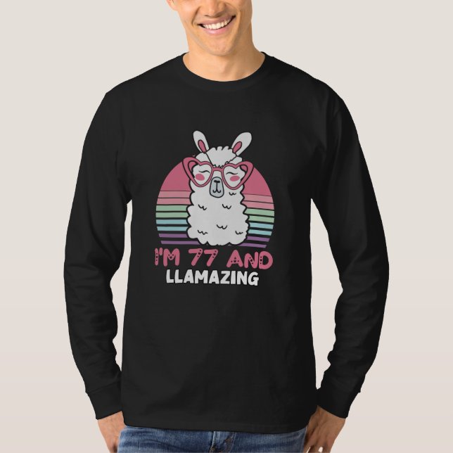 Camiseta Gracioso regalo de cumpleaños 77 de Llama Adorable (Anverso)