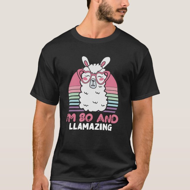 Camiseta Gracioso regalo de cumpleaños 80 de Llama Adorable (Anverso)
