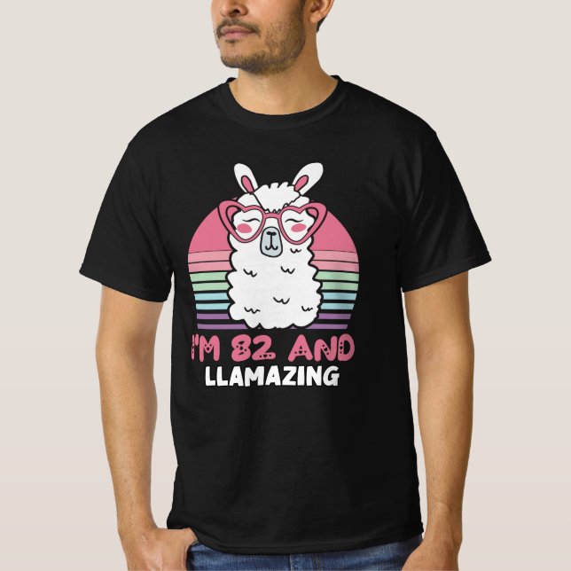 Camiseta Gracioso regalo de cumpleaños número 82 de Llama A (Anverso)