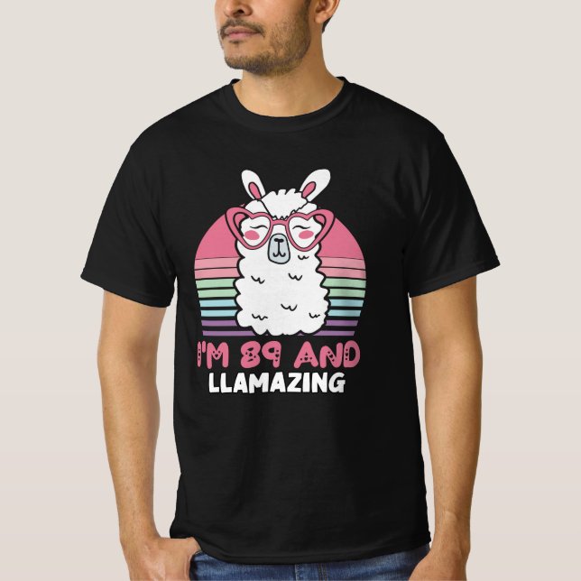Camiseta Gracioso regalo de cumpleaños número 89 de Llama A (Anverso)