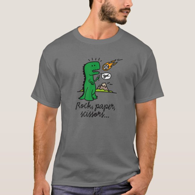 Camiseta Gracioso regalo de dinosaurio Rex Rock Scissors Me (Anverso)