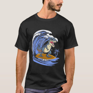 Camiseta Gracioso regalo de Dinosaurio Surfing para Mujeres