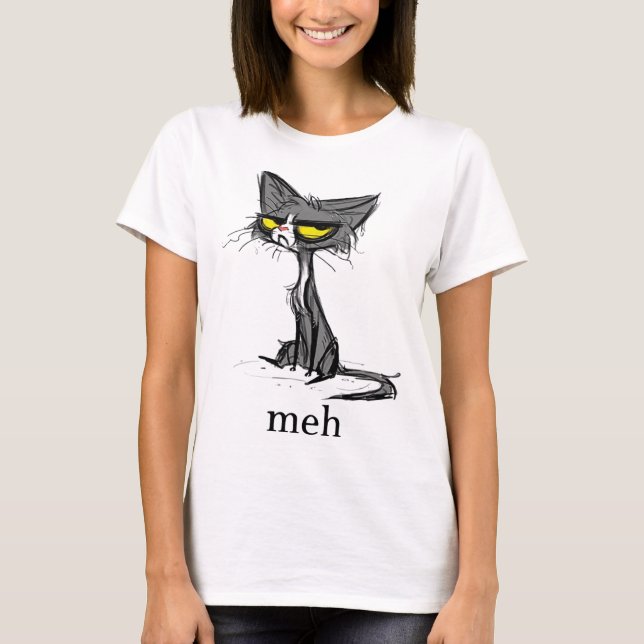 Camiseta Gracioso Regalo De Gato Meh Para Los Amantes Del G (Anverso)
