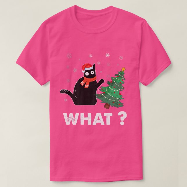 Camiseta Gracioso regalo de gato negro empujando el árbol d (Diseño del anverso)