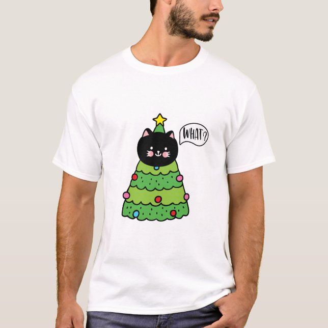 Camiseta Gracioso Regalo de Gato Negro que aplasta el árbol (Anverso)