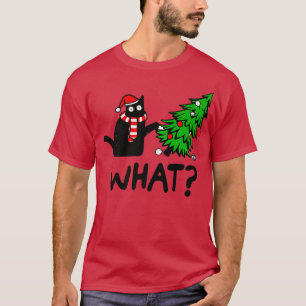 Camiseta Gracioso Regalo de Gato Negro Que Presiona El Árbo