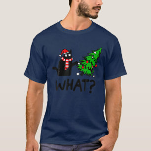 Camiseta Gracioso Regalo de Gato Negro Que Presiona El Árbo