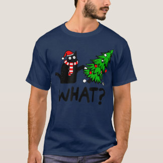 Camiseta Gracioso Regalo de Gato Negro Que Presiona El Árbo