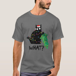 Camiseta Gracioso Regalo de Gato Negro Que Presiona El Árbo