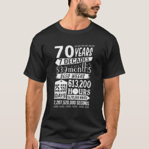 Camiseta Gracioso regalo de la mordaza de Rótulo de 70 años
