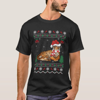 Camiseta Gracioso regalo de Papá Noel sobre el tigre de San