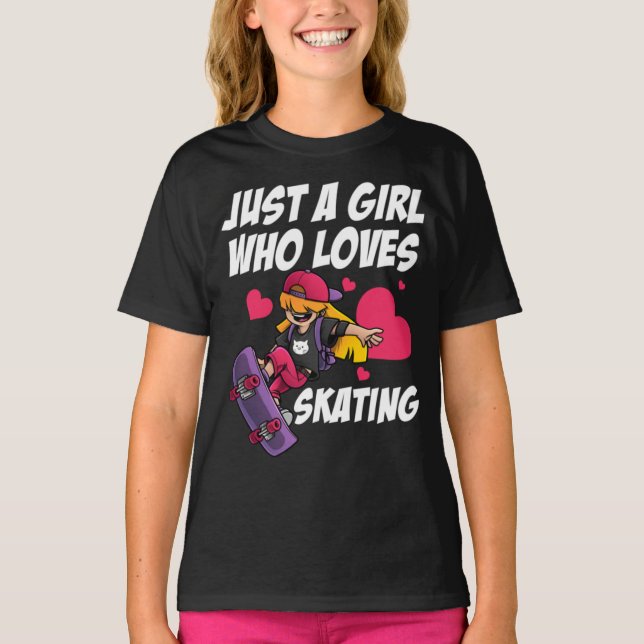 Camiseta Gracioso Regalo De Patinaje Chica Para Niños Mujer (Anverso)
