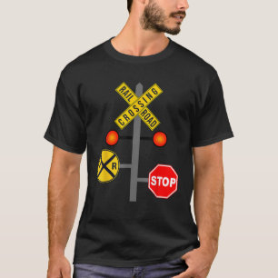 Camiseta Gracioso Regalo De Rótulo De Cruce Ferroviario Par