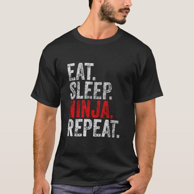 Camiseta Gracioso regalo de vestuario Ninja Martial Eat Sle (Anverso)