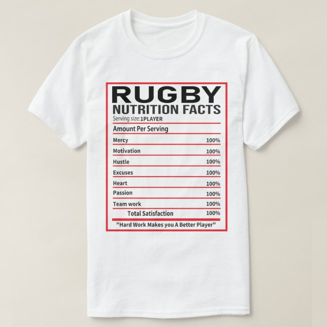 Camiseta Gracioso regalo del jugador de rugby de nutrición (Diseño del anverso)