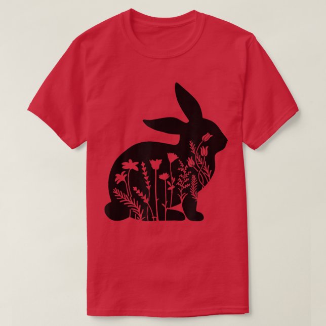 Camiseta Gracioso regalo gráfico de conejo floral para muje (Diseño del anverso)