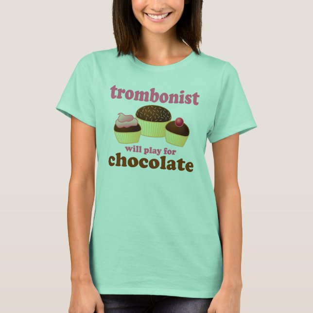 Camiseta Gracioso regalo trombonista de chocolate (Anverso)