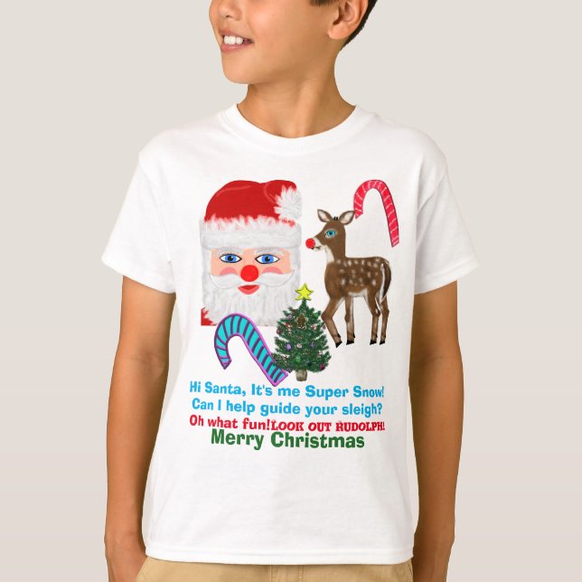 Camiseta Gracioso reno de nieve de Santa Claus (Anverso)