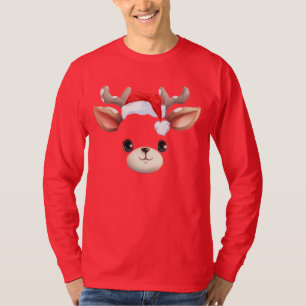 Camiseta Gracioso reno Face feliz Feliz Feliz Feliz Navidad