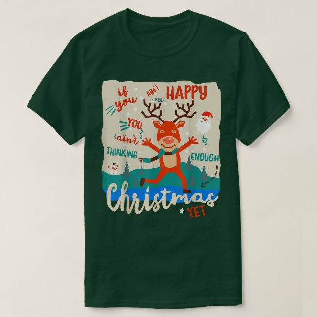 Camiseta Gracioso reno feliz en espíritu Navidad (Diseño del anverso)